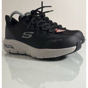 Skechers Work Slip Resistant Black Shoes Women's Size 8 Memory Alloy Toe Safety